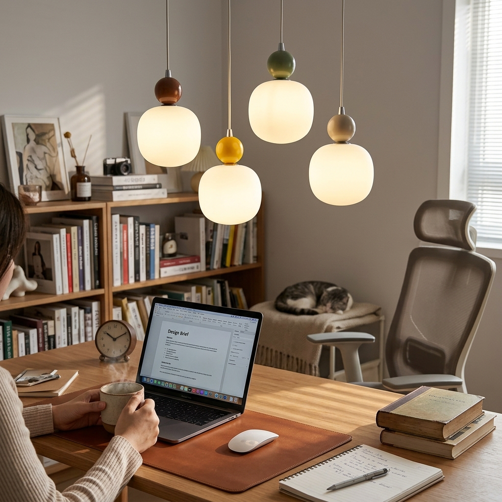Contemporary Nordic Resin PE Ball Cylinder 1-Light Pendant Light For Bedside