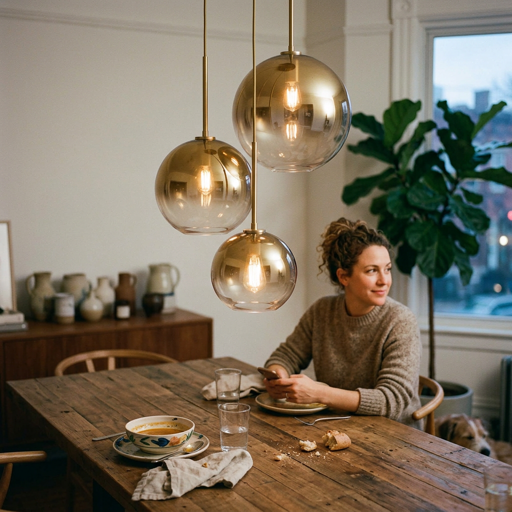 Nordic Gradient Glass 1-Light Globe Pendant Light