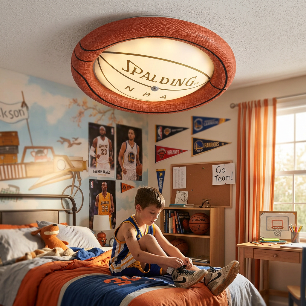 Creative Resin Basketball LED Flush Mount Ceiling Light