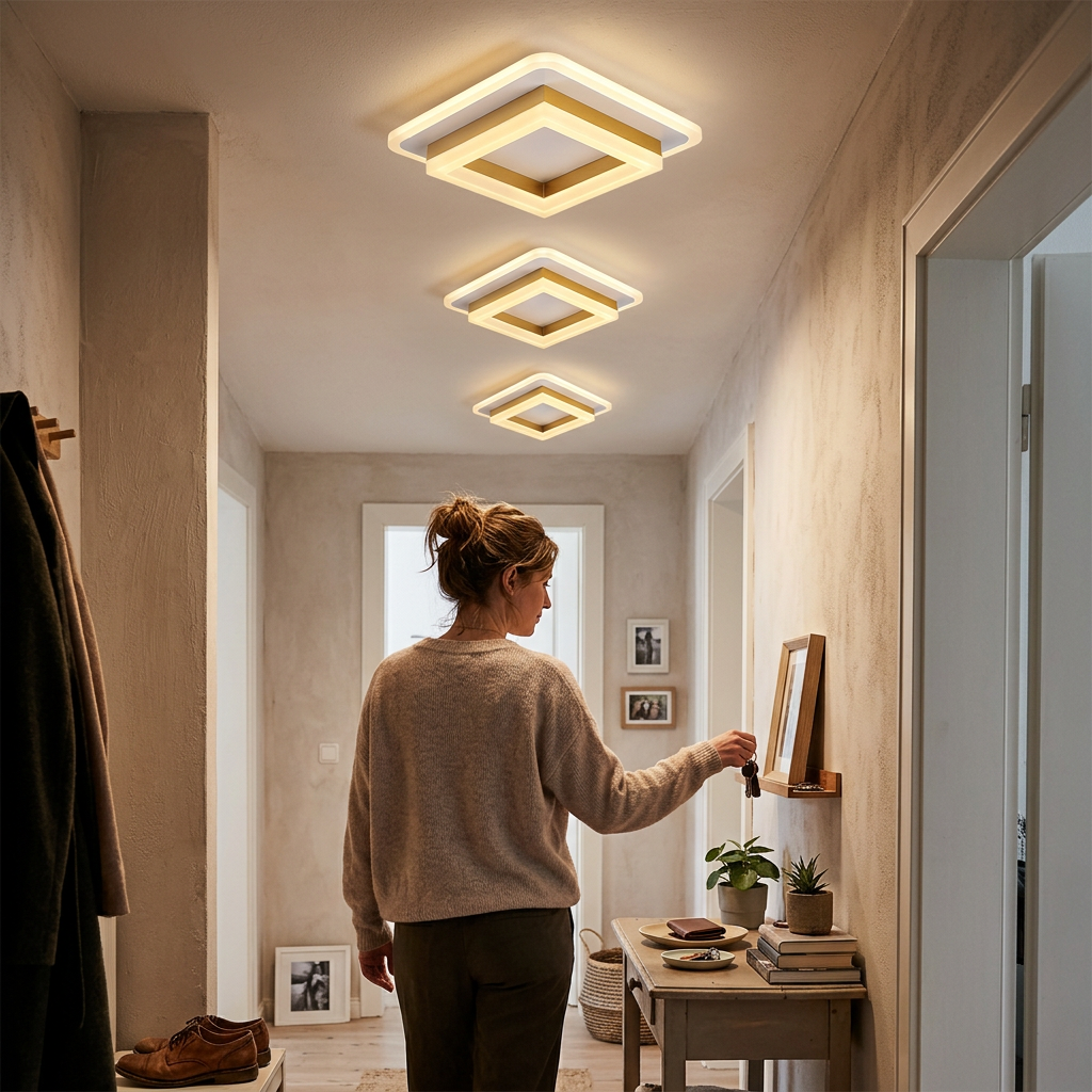 Nordic Simple Acrylic Square Circle Iron LED Flush Mount Ceiling Light