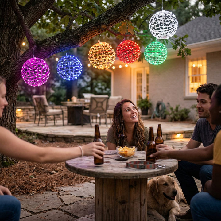 Waterproof PVC Hanging Ball LED Outdoor Pendant Light For Garden