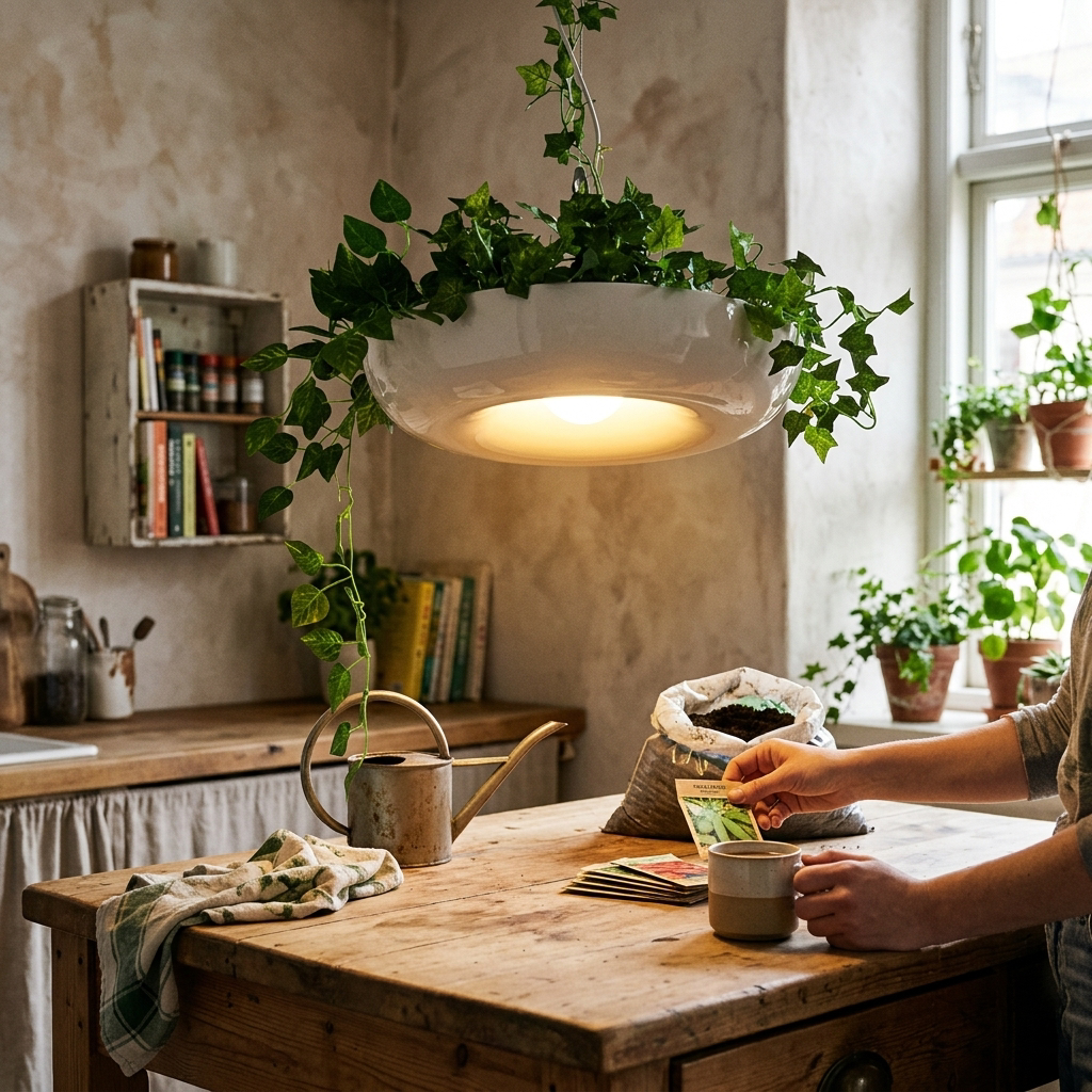 Modern Creative Refreshing Circle Plant 1-Light Pendant Light
