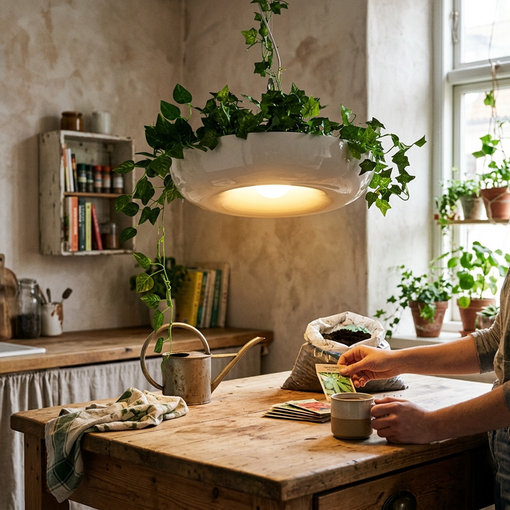 Modern Creative Refreshing Circle Plant 1-Light Pendant Light