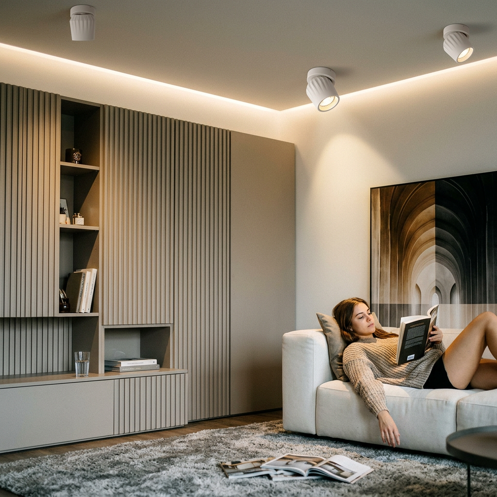 Modern Minimalist Aluminum Adjustable Angle LED Spotlight Ceiling Light