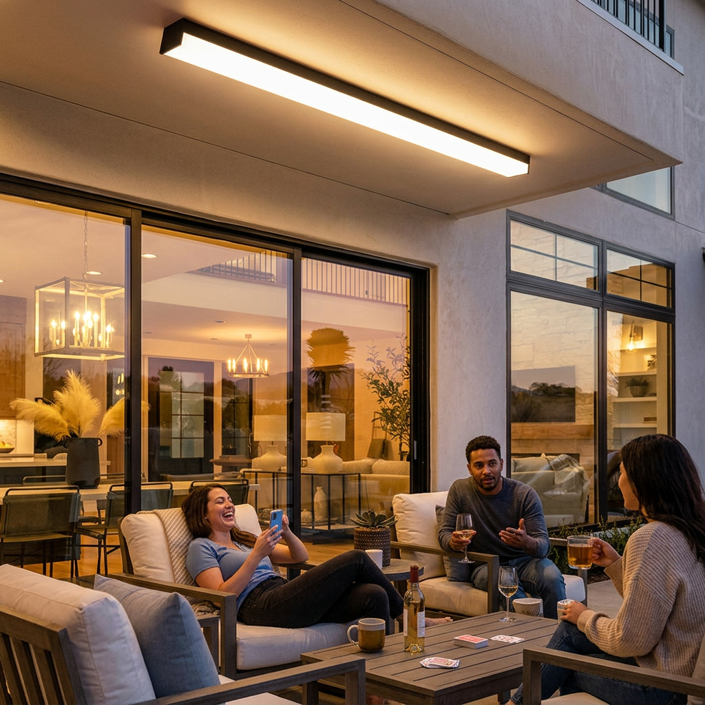Modern Minimalist Long Rectangle Aluminum PC LED Flush Mount Ceiling Light For Outdoor Patio