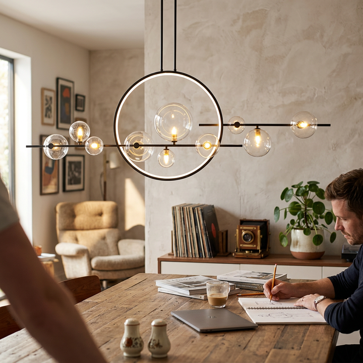 Modern Glass Long Bubble Magic Bean Island Light 7/10 Light Chandelier