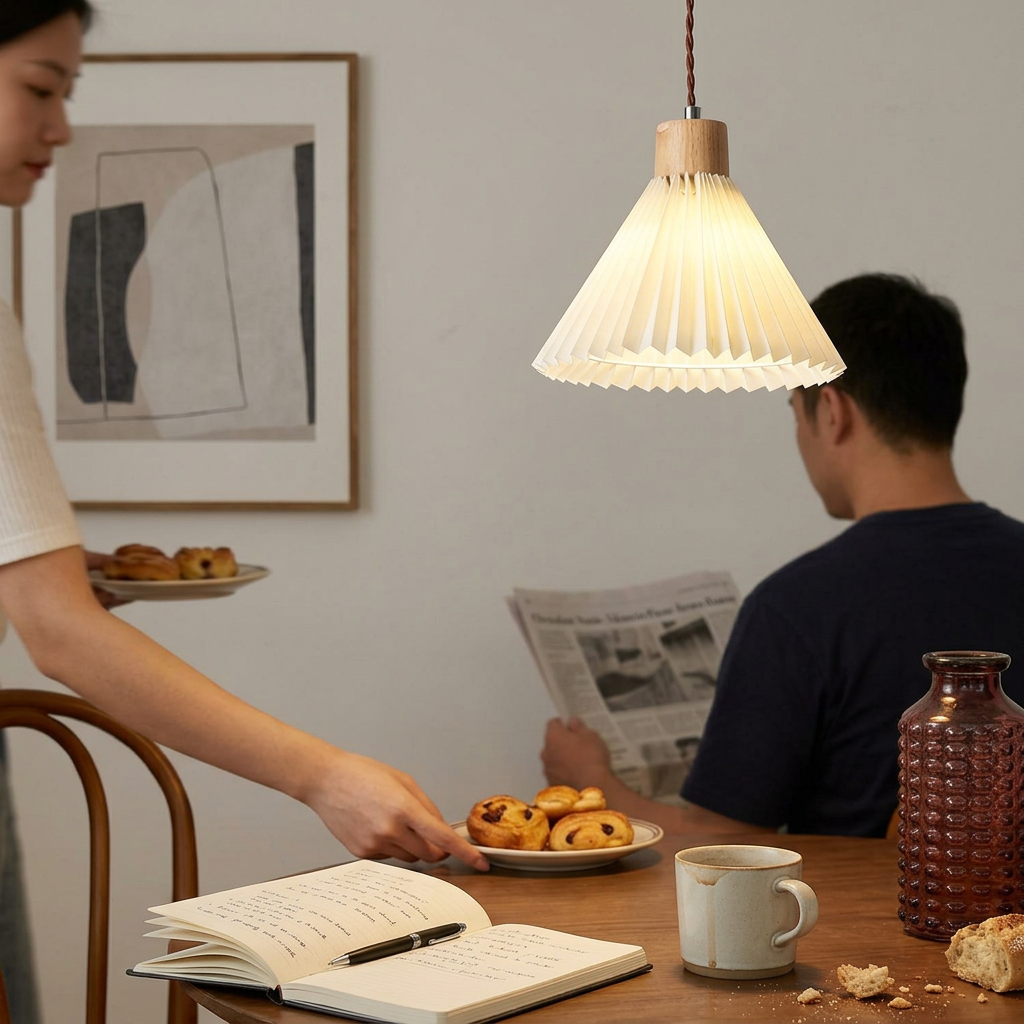 Nordic Minimalist Pleated Shade 1-Light Pendant Light