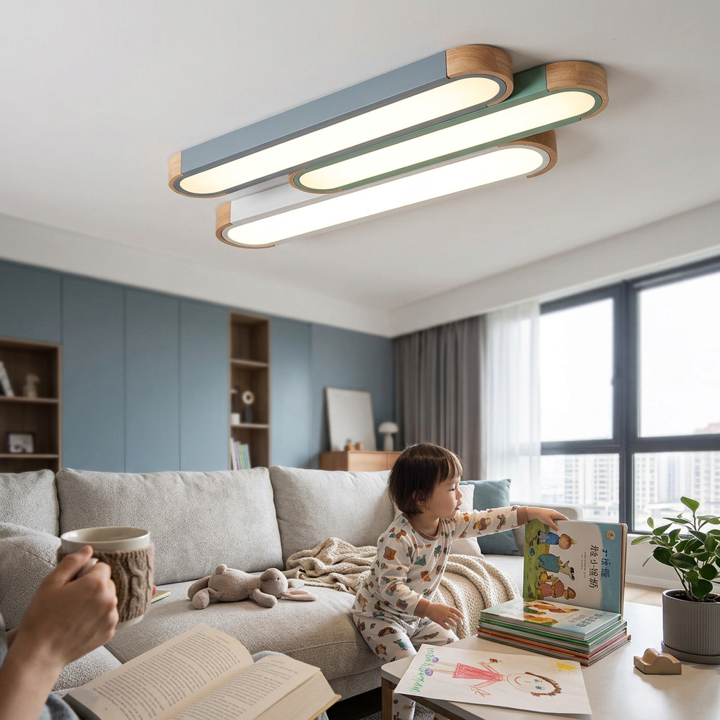 Contemporary Scandinavian Long Oval Iron Log Acrylic LED Flush Mount Ceiling Light For Bedroom