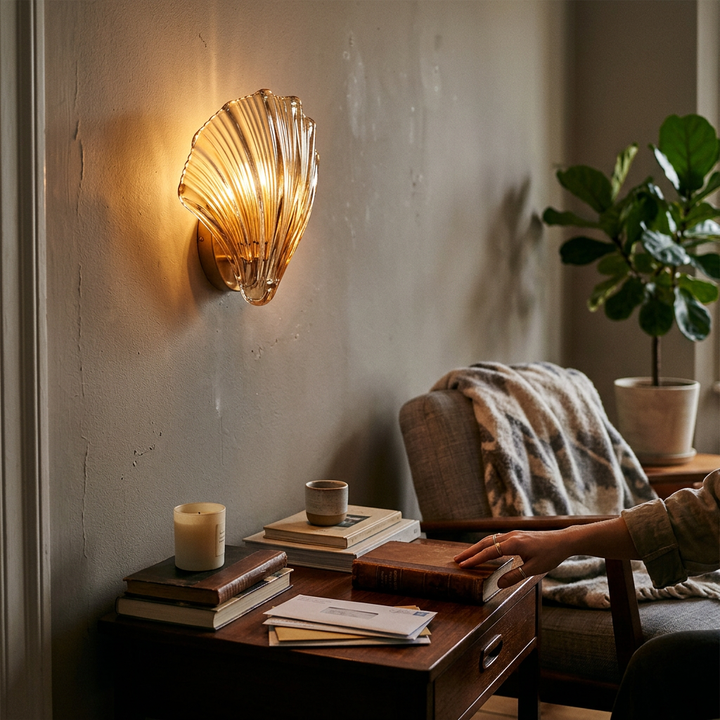 Creative Glass Shell 1-Light Wall Sconce Lamp