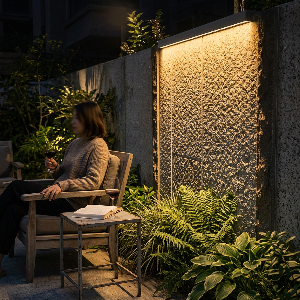 Modern Minimalist Solar Waterproof Strip Aluminum Tempered Glass Wall Washer LED Wall Sconce Lamp