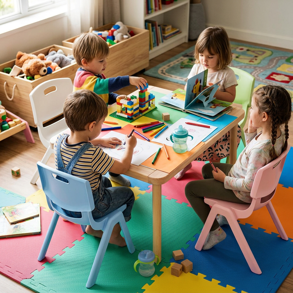 Contemporary Scandinavian Square PP Stackable Backrest Kids Low Stool