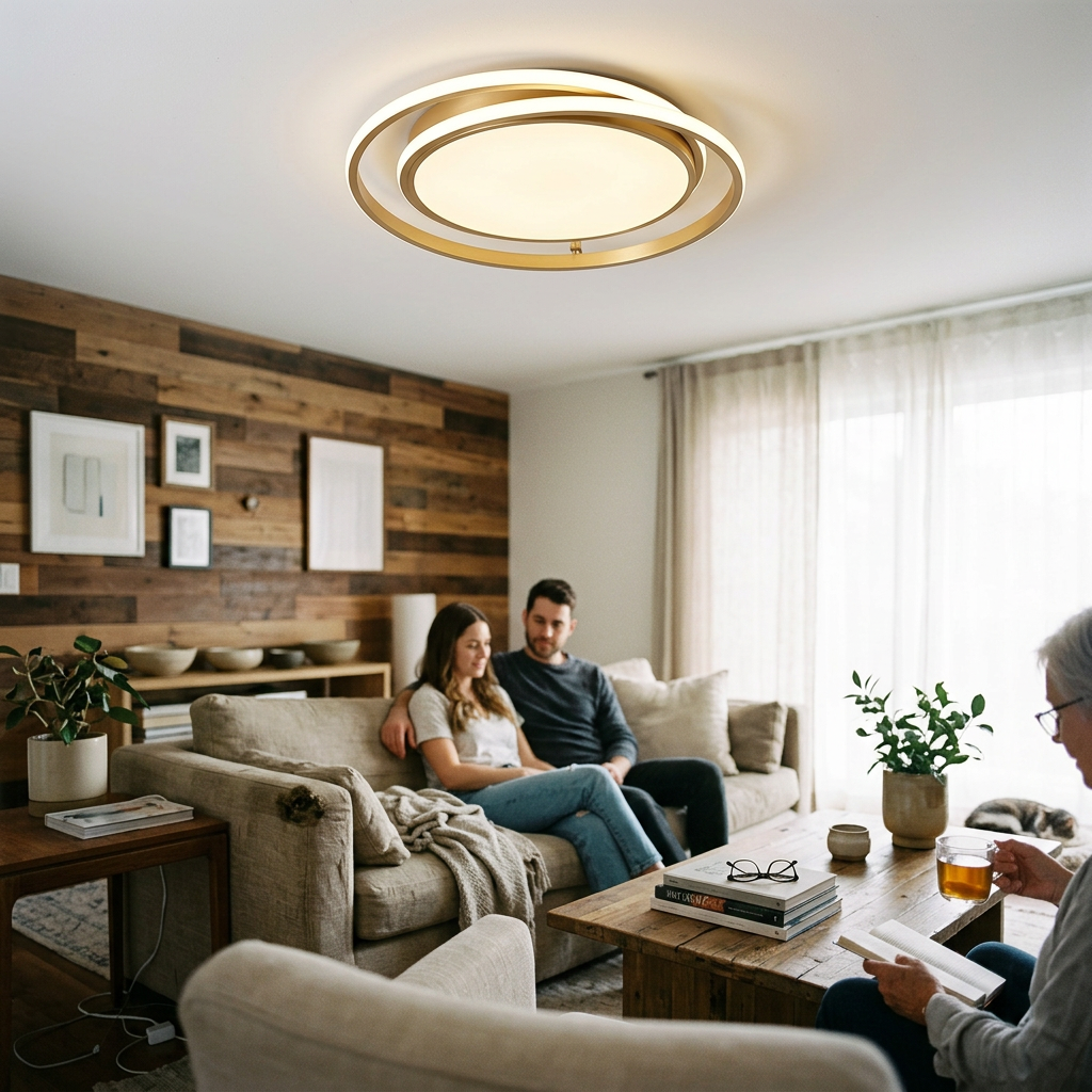 Modern Light Luxury Golden Circle LED Flush Mount Ceiling Light