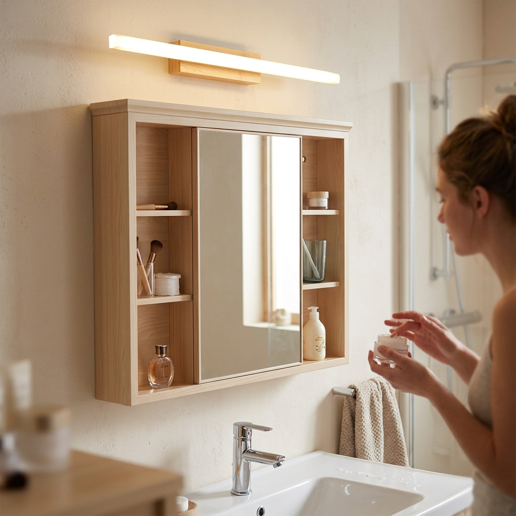Nordic Minimalist Log Strip Vanity Light LED Wall Sconce Lamp