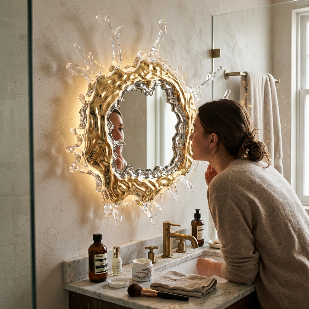Contemporary Creative Stainless Steel Acrylic Water Drop Mirror LED Wall Sconce Lamp For Bathroom