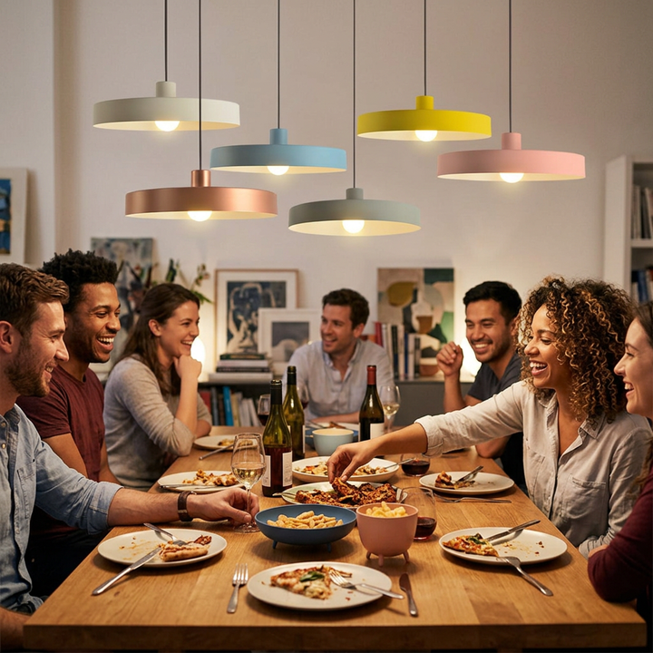Modern Minimalist Aluminum Disc 1-Light Pendant Light For Living Room