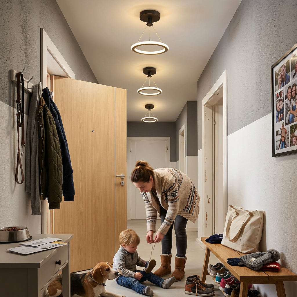 Modern Simplicity Aluminum Circle Strip LED Semi-Flush Mount Ceiling Light For Hallway