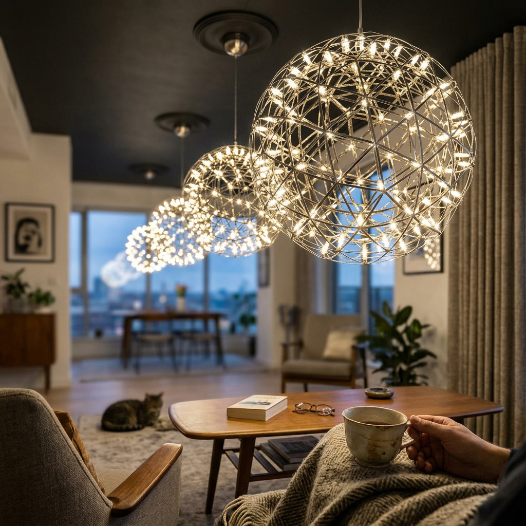Contemporary Nordic Ball Dandelion Stainless Steel LED Pendant Light For Dining Room