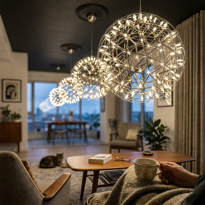 Contemporary Nordic Ball Dandelion Stainless Steel LED Pendant Light For Dining Room