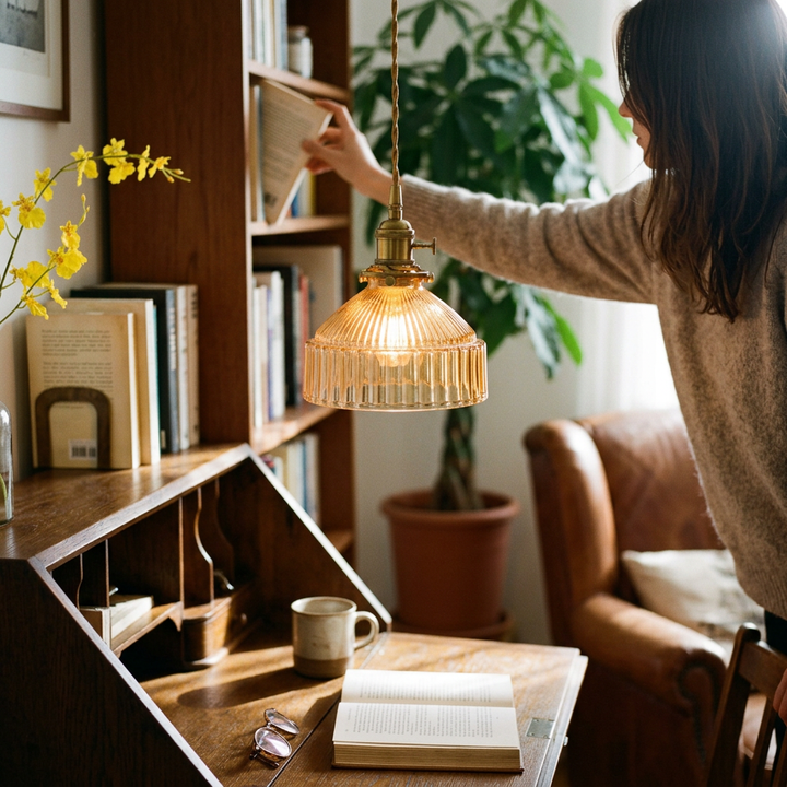 Nordic Stained Glass Dome Pendant Light