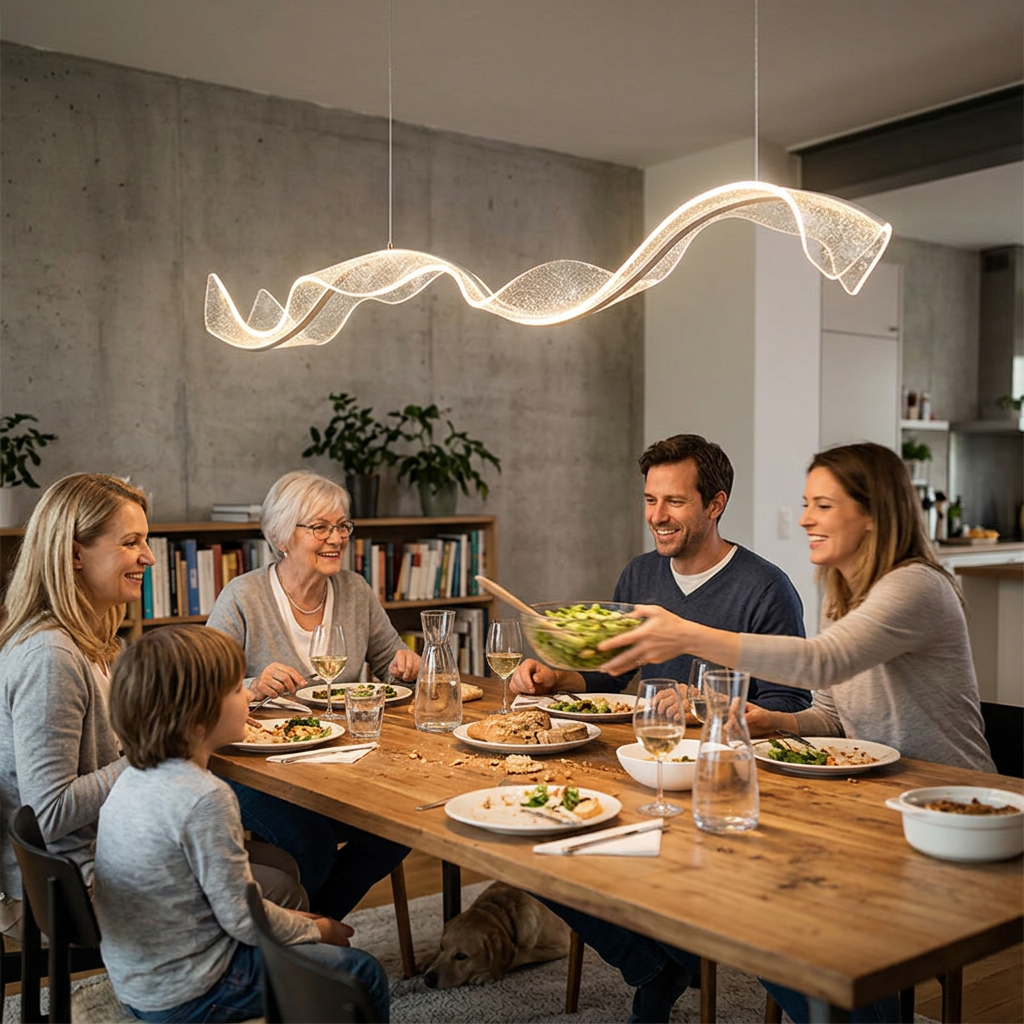 Wave Bend Acrylic LED Island Light