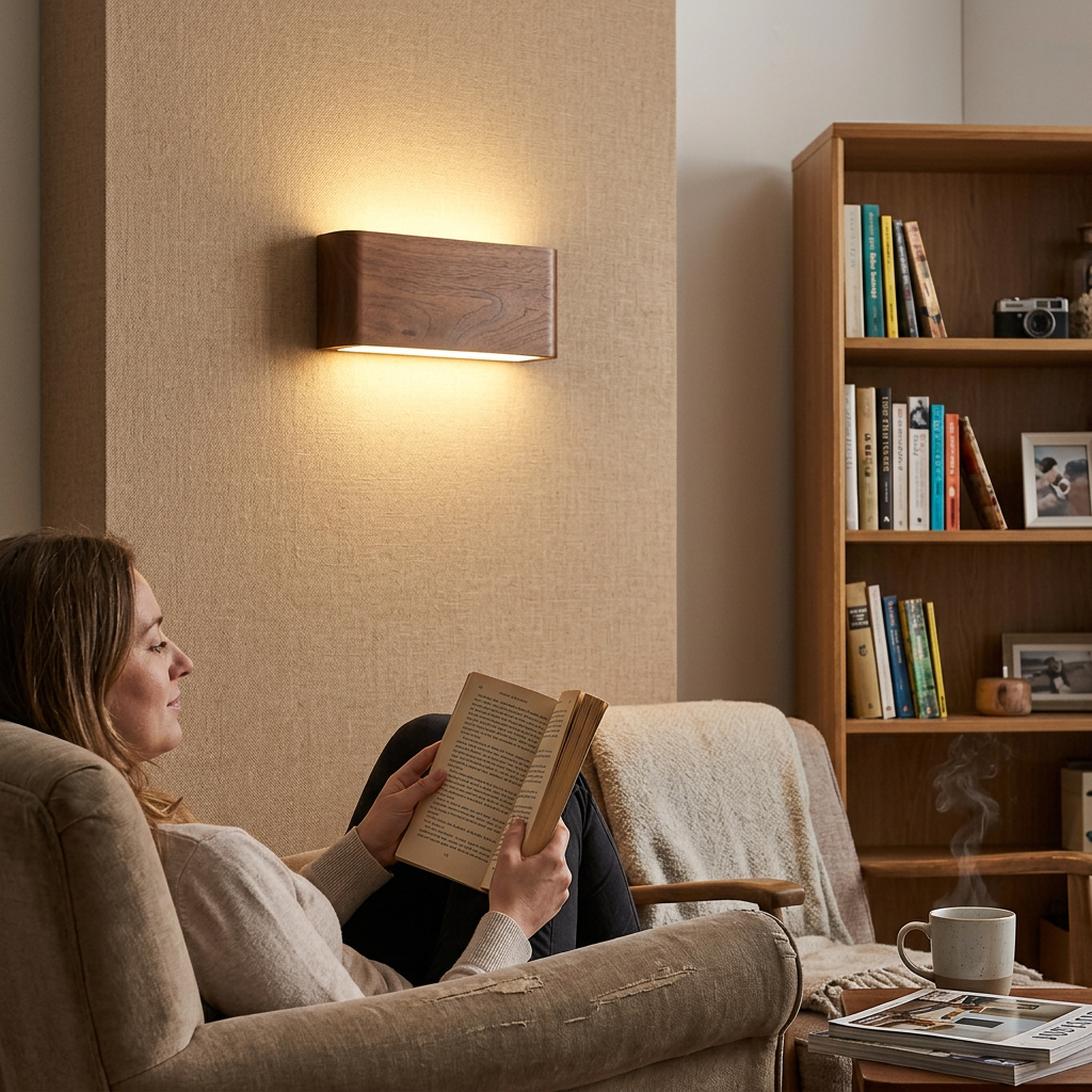 Wood Aluminum PC Shade LED Wall Sconce Lamp