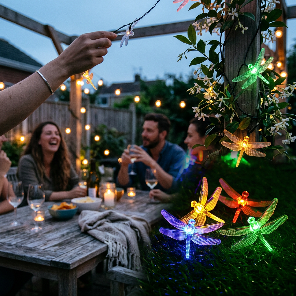 Outdoor Solar Dragonfly LED String Lights