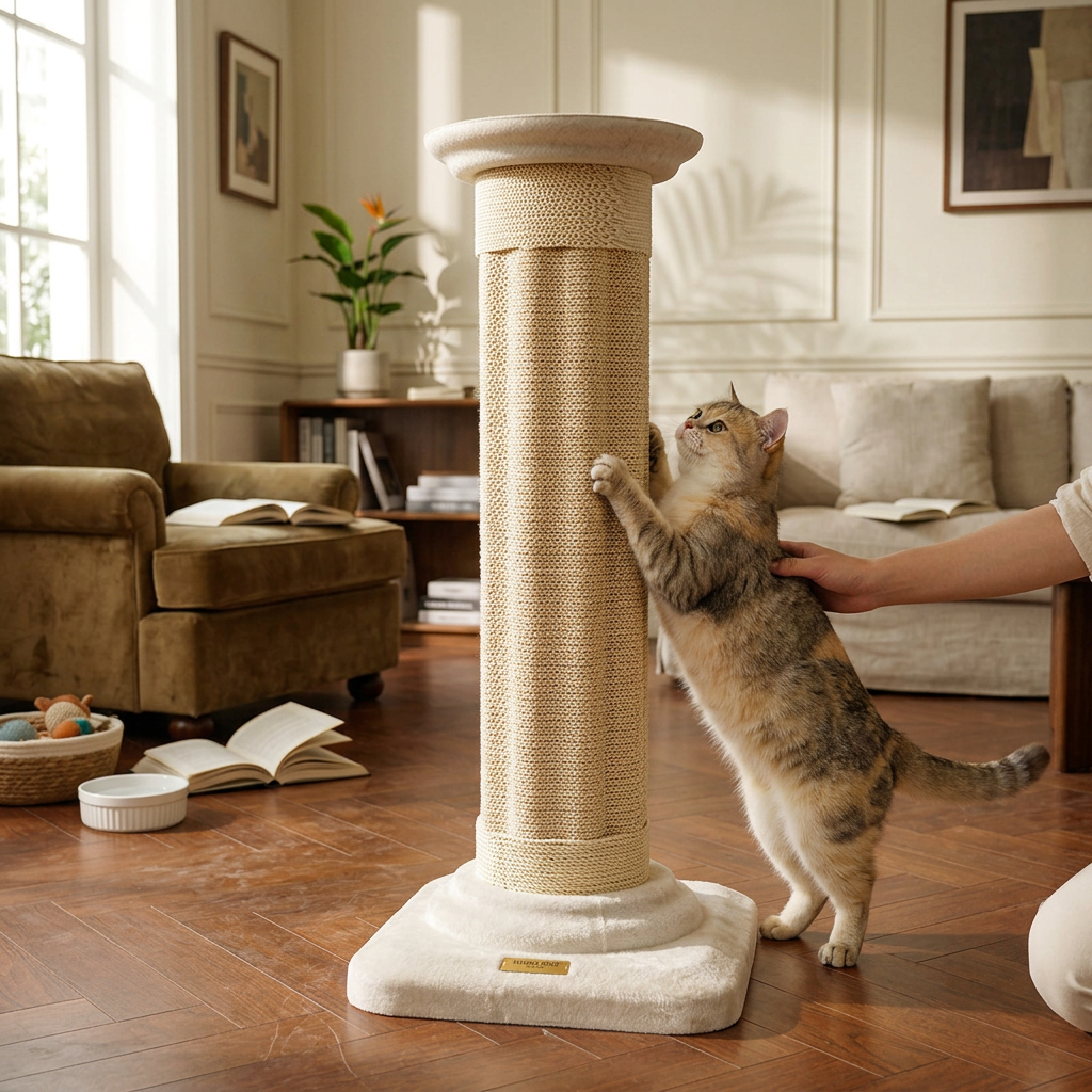 Contemporary Scandinavian Round Cat Scratcher Cat Tree