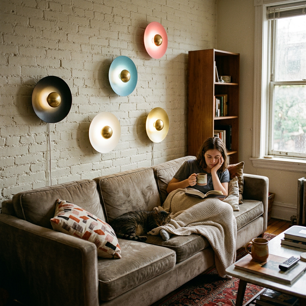 Nordic Creative Multicolor Round Disc Hardware LED Wall Sconce Lamp