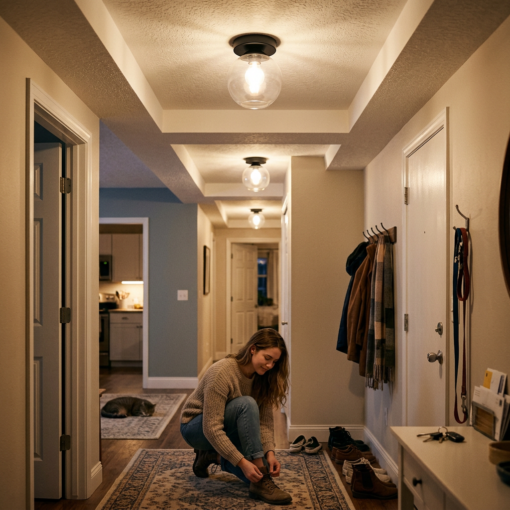 Modern Minimalist Glass Round Ball 1-Light Semi-Flush Mount Ceiling Light For Hallway
