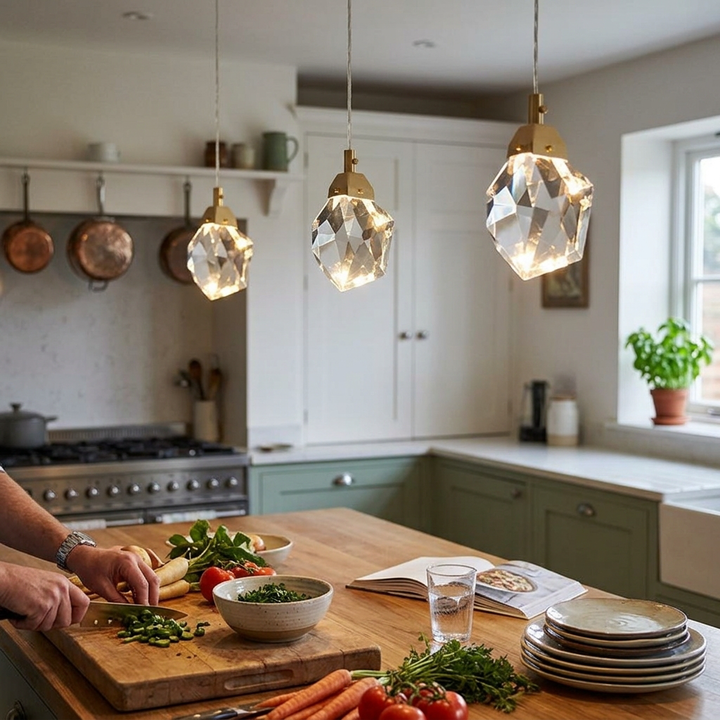Modern Stone Shape 1-Light Crystal LED Pendant Light