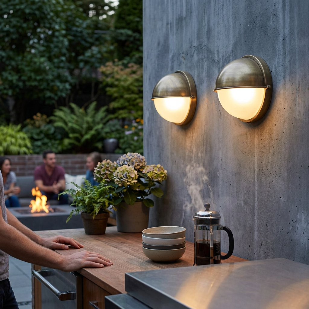 Contemporary Industrial Waterproof Aluminum Glass Frosted Round 1-Light Wall Sconce Lamp For Outdoor Patio