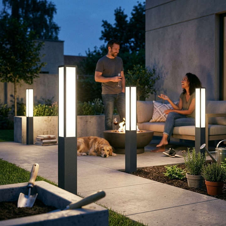 Modern Minimalist Waterproof Rectangle Galvanized Steel Acrylic LED Outdoor Light For Garden