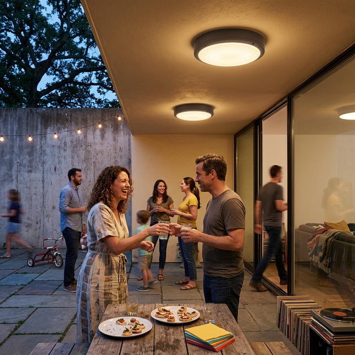 Modern Minimalist Outdoor Waterproof Aluminum PC Round LED Flush Mount Ceiling Light for Outdoor Patio