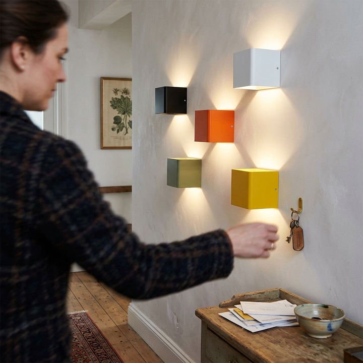 Modern Multicolor Aluminum Square LED Mini Wall Sconce Lamps