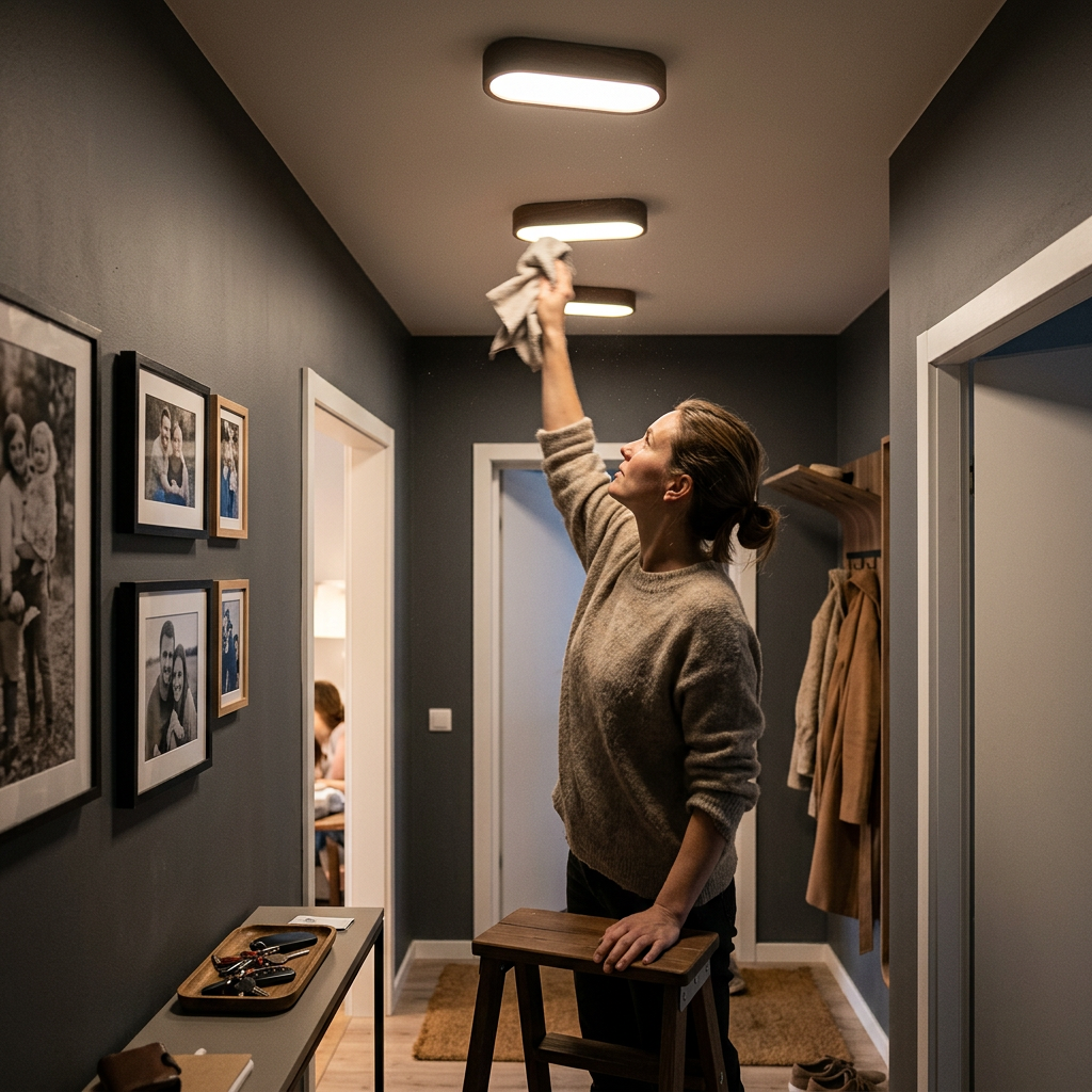 Modern Minimalist Oval Strip Wood Grain Hardware LED Flush Mount Ceiling Light For Hallway