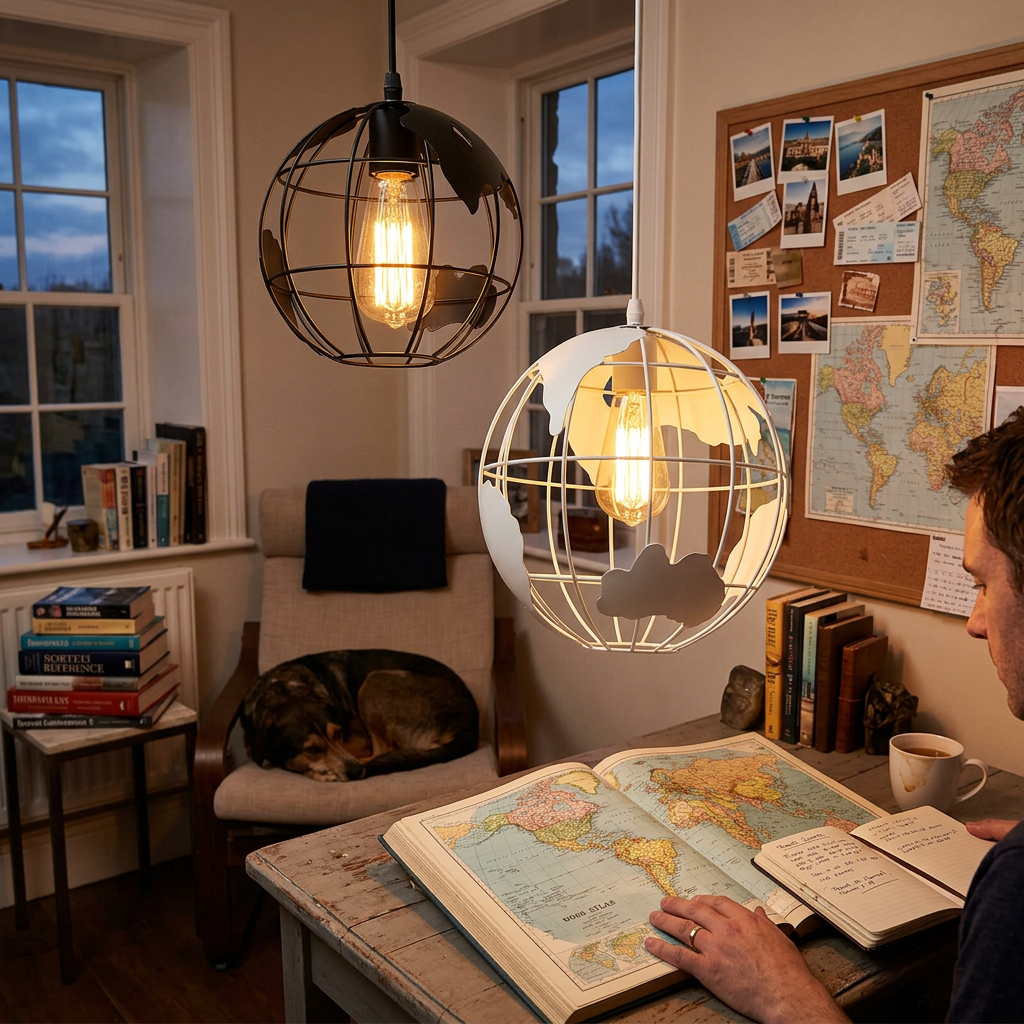 Contemporary Creative Round Earth Shaped Iron 1-Light Pendant Light For Living Room