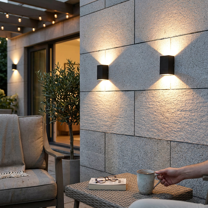 Modern Pure Black Rectangular Waterproof Aluminum LED Wall Sconce Lamp