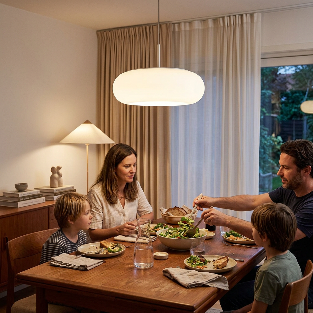 Modern Minimalist Oval Iron PE LED Pendant Light For Living Room