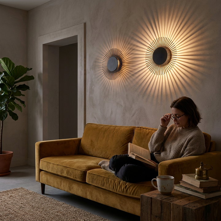 Modern Minimalist Aluminum Round Sun Flower Design LED Wall Sconce Lamp For Living Room