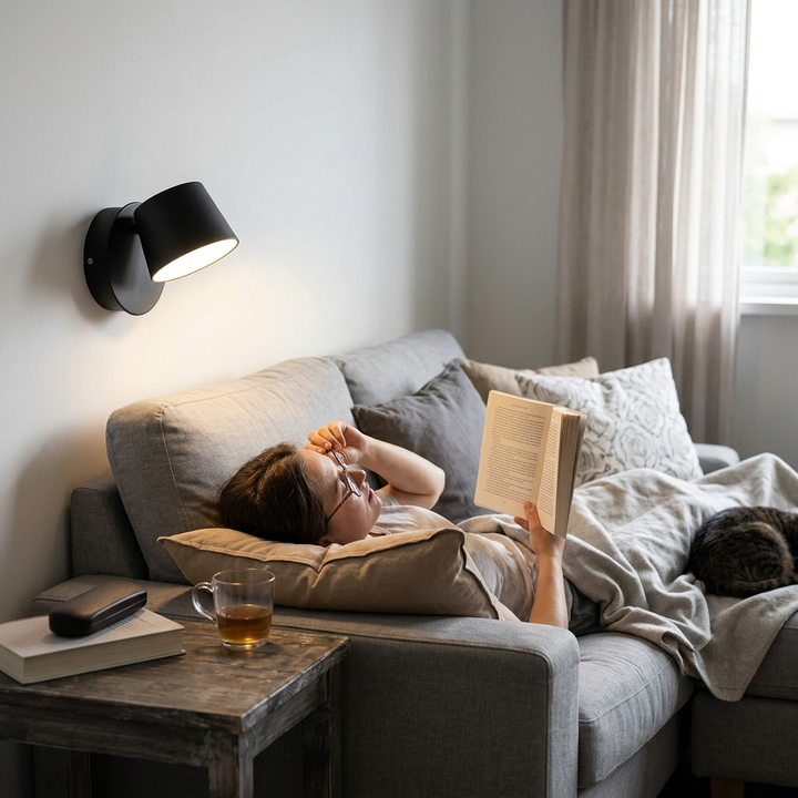 Modern Minimalist Dome Frosted Rotatable Aluminum LED Reading Wall Sconce Lamp For Bedroom