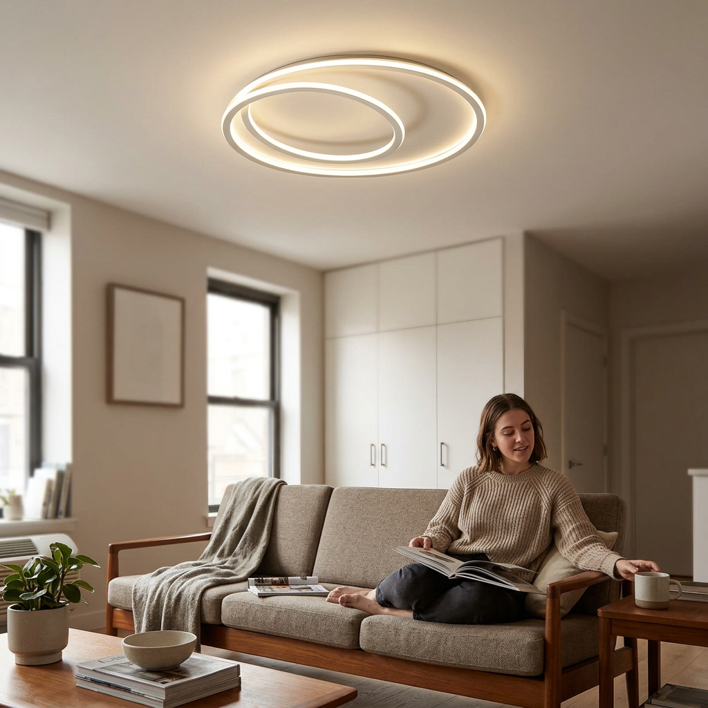 Nordic Minimalist Double Circle LED Flush Mount Ceiling Light