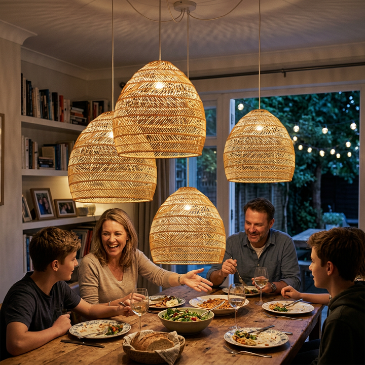 Rattan Weaving 1-Light Dome Pendant Light