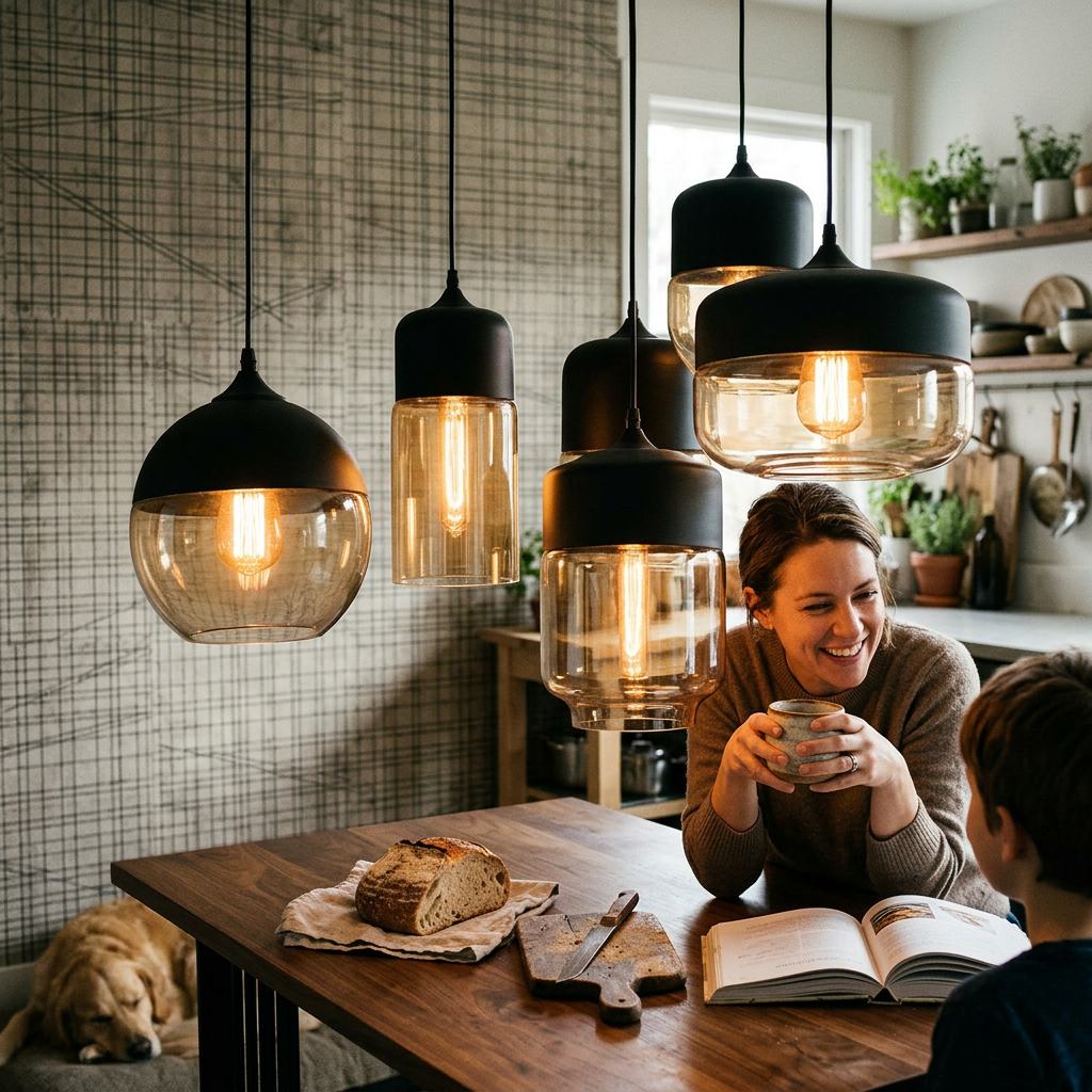 Contemporary Industrial Iron Glass Barrel Cylinder Globe 1-Light Pendant Light For Dining Room