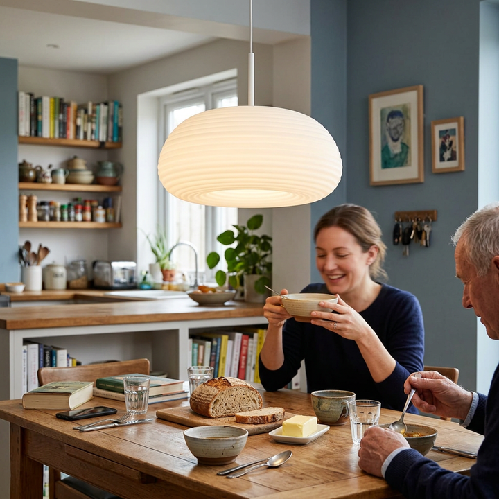 Modern Minimalist Pure White Round Iron PE LED Pendant Light