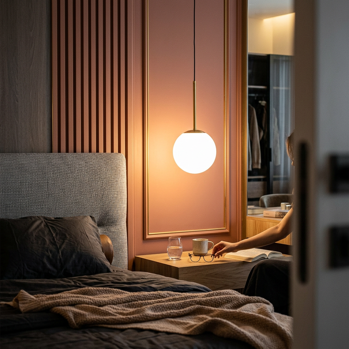 Modern Minimalist Round Ball Iron Glass 1-light Pendant Light For Living Room