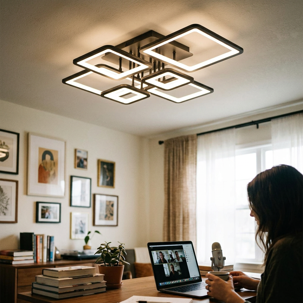 Modern Minimalist Combination Square Hardware Acrylic LED Semi-Flush Mount Ceiling Light