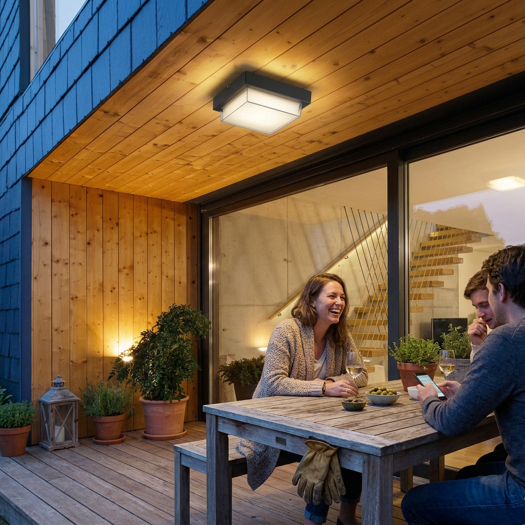 Modern Minimalist Outdoor Waterproof Square Aluminum Frame PC Shade LED Flush Mount Ceiling Light For Outdoor Patio