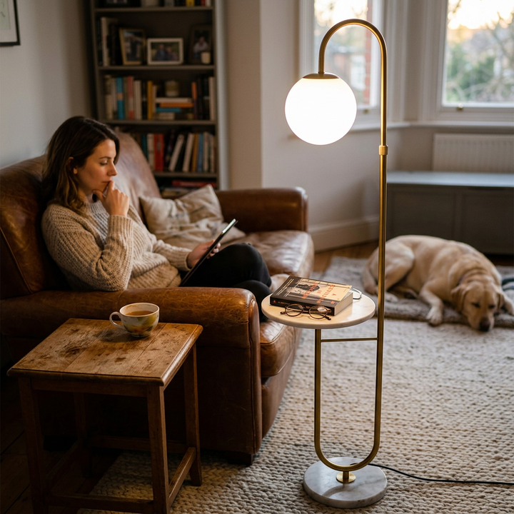 Nordic Minimalist Iron Marble Table LED Standing Floor Lamp