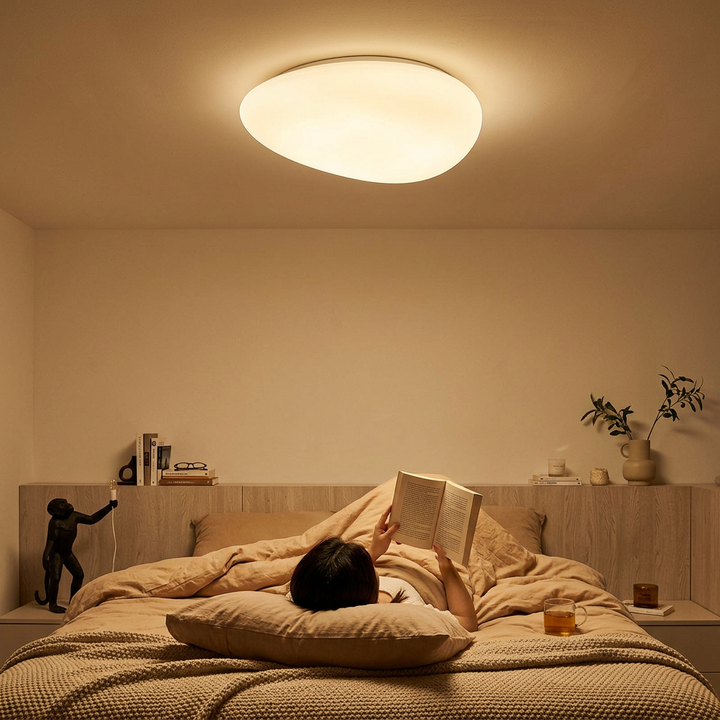 Modern Minimalist Pebble Shape Hardware PE LED Flush Mount Ceiling Light