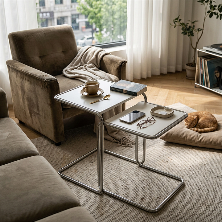 Modern Minimalist Rectangular Stainless Steel Eco-Board Side Table